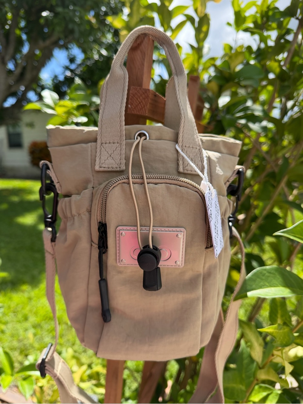 ALO Yoga Beige Drawstring Crossbody Pouch